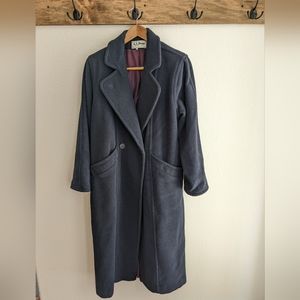 vintage L.L. Bean long navy wool trench coat
